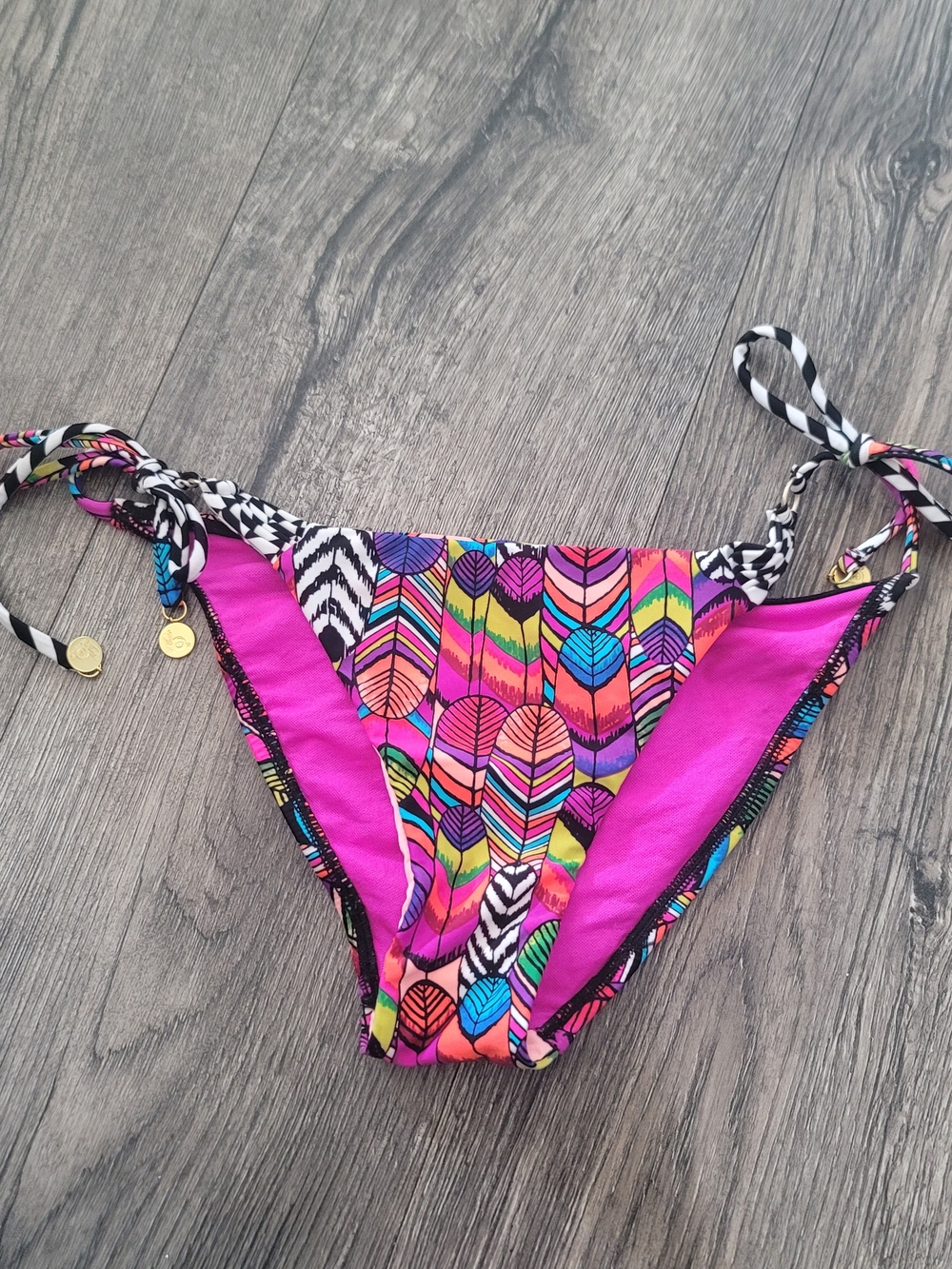 B. Swim Bright Pink Bikini Bottom with Multicolor Trim